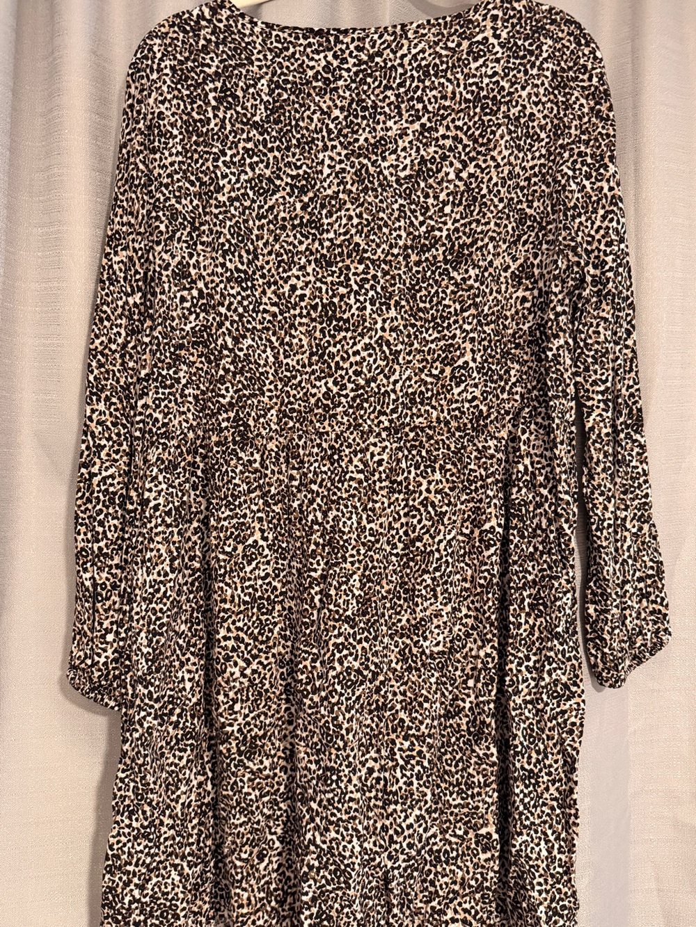 Old Navy Leopard Print Tiered Mini Dress Women’s Large Long Sleeve Boho - Picture 5 of 5